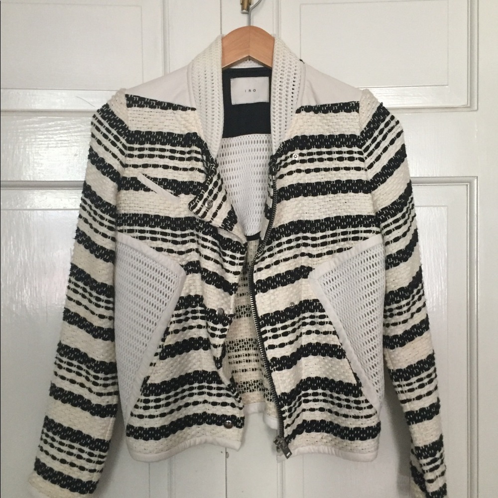 IRO Aubrano knit/leather moto jacket